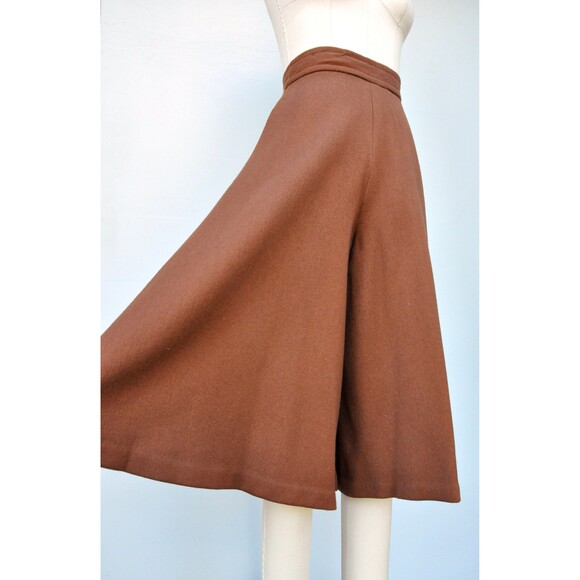 50s Brown High Waist Skort - High Waisted PantSkirt - Wool Skort Pants Skirt XXS - Picture 4 of 10